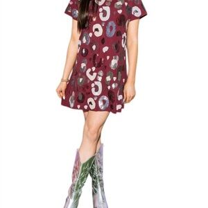 Queen of sparkles new! Xs Leopard Print Sequin T-Shirt dress